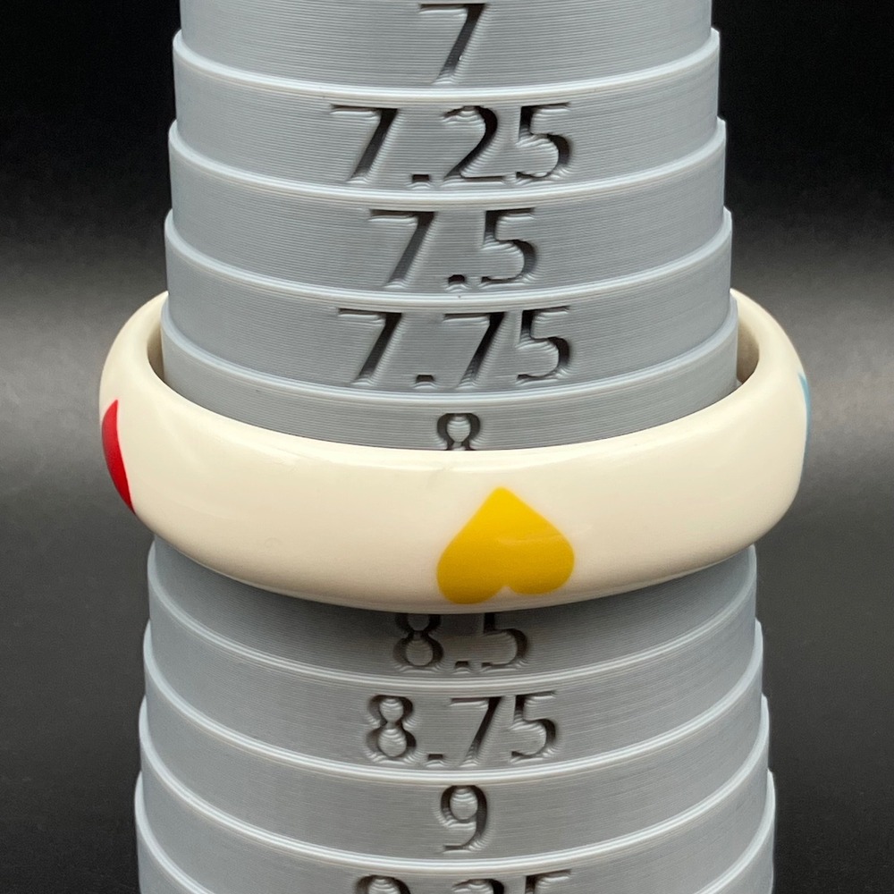 Vintage Bangle Bracelets White Colorful Heart Print Y2K Resin Size 8.25 - Picture 6 of 7